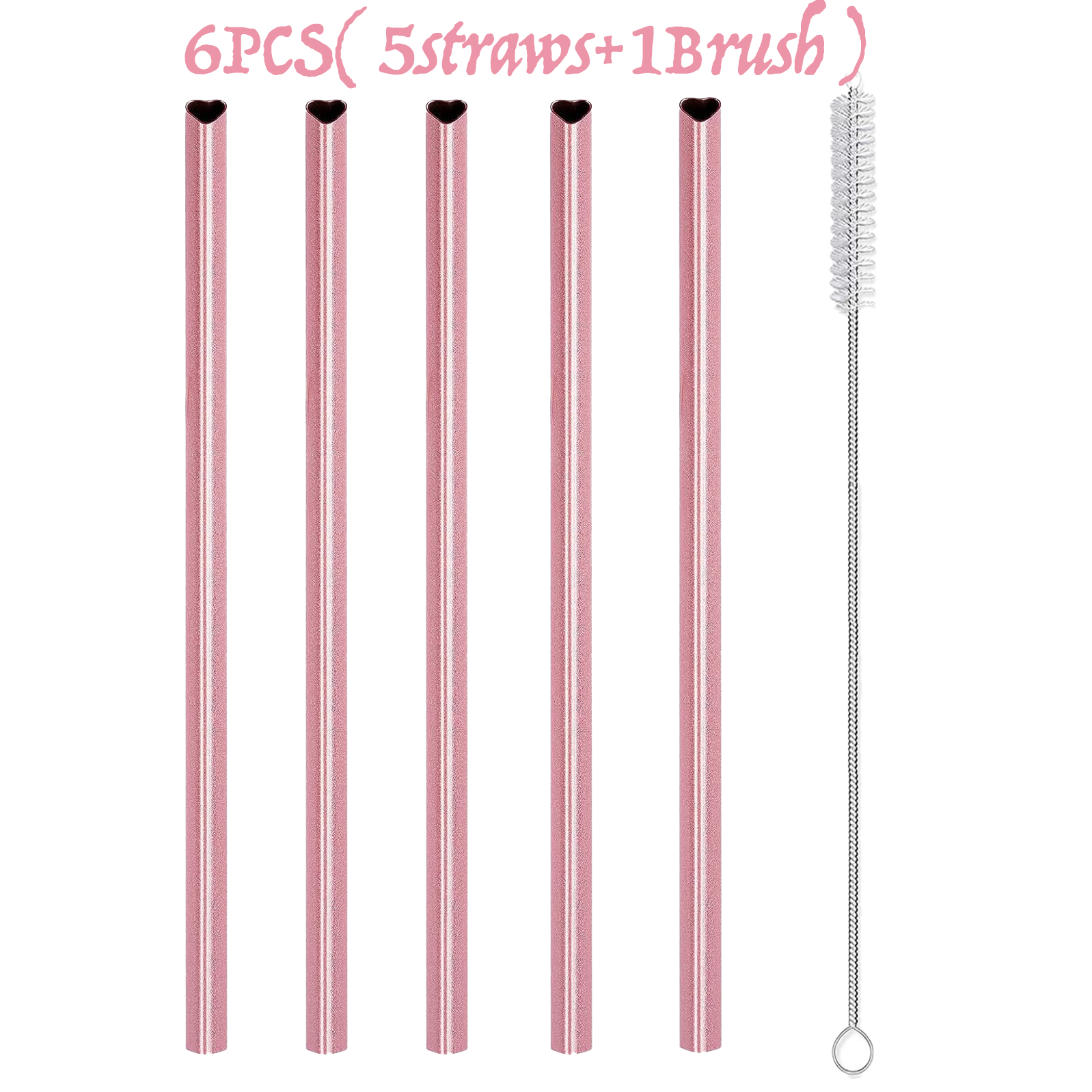Pink 5Straws+1Brush
