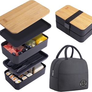 Japon tarzı yemek kabı çerçeve yalıtım çift katmanlı büyük kapasiteli mikrodalga plastik taze tutma Bento kutu seti - Product Image 1