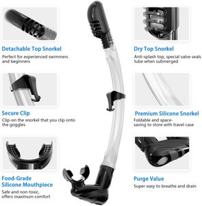 सर्वाधिक बिकने वाला टेम्पर्ड ग्लास लेंस डाइविंग स्नोर्कल मास्क स्कूबा डाइविंग मास्क और स्नोर्कल सेट - Product Image 3