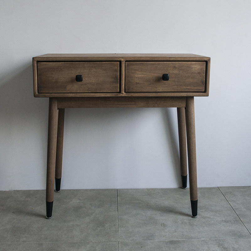 8040 bois massif deux tiroirs-noyer noir