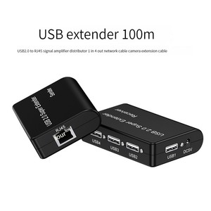 CAT5/6 RJ45 LANネットワークイーサネットリピーターを介したUSB2.0拡張エクステンダー、カメラホストリモート用の4つのUSBハブ100M - Product Image 2