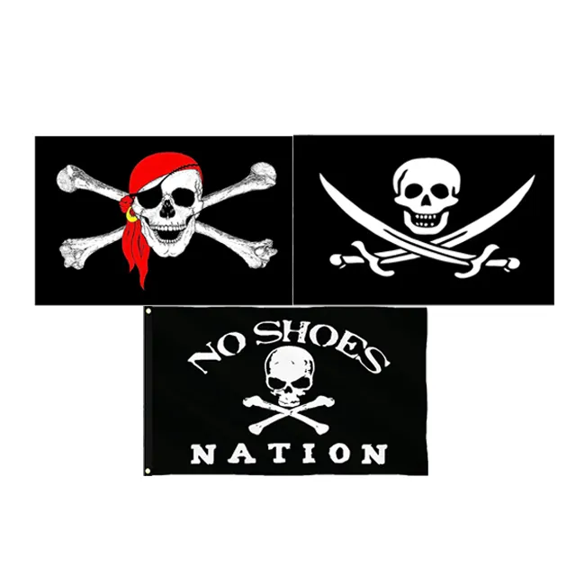 Personalizzato 12x18 pollici piccolo doppio lato Jolly Roger pirata croce bandiera barca pirata bandiera