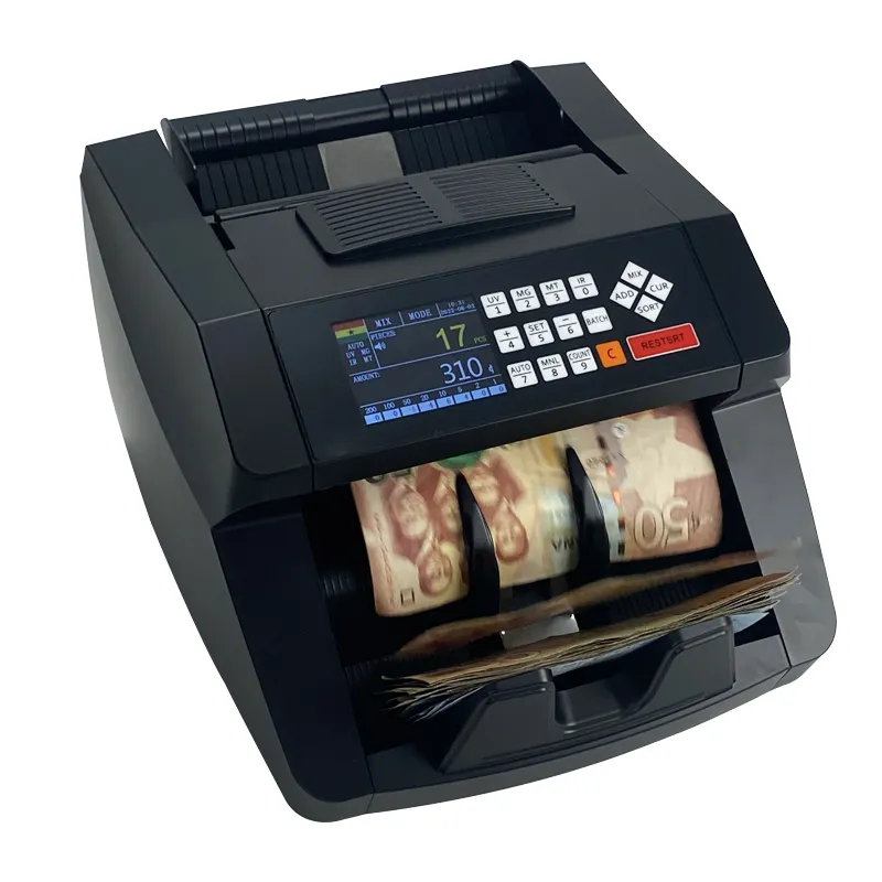 UV MG MT IR Image Ghana Cedis Mixed Value Amount Counter GHS Bill Notes Counting Machine Indian Rupee Currency Counter