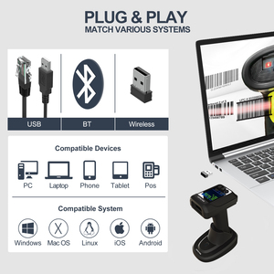 Support Paper Screen <strong>Codes</strong> Reading Retail Using 2.4G Handsfree QR <strong>Codes</strong> Scanner With Display - Product Image 2
