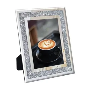 碎钻石结婚镜相框水晶银玻璃相框照片尺寸8x 10英寸 - Product Image 1