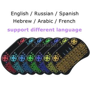 7 màu sắc I8 BACKLIT Mini Bàn phím có thể sạc lại thông minh từ xa không dây Air Chuột <span class=keywords><strong>Arabic</strong></span> bàn phím tiếng nga cho Android TV box sử dụng - Product Image 4