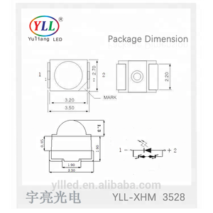 3528 0.1W SMD LED พร้อมเลนส์สีเหลืองสีแดง PLCC2สำหรับเบรกรถยนต์และสัญญาณเลี้ยวไฟ LED รถยนต์ - Product Image 3