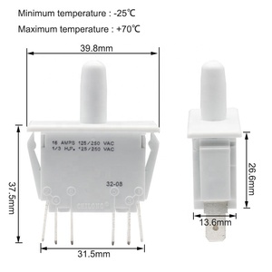 Interruttore multifunzione a 6 Pin con spinta a doppio palo normalmente chiuso per macchina da gioco 6 Pin 16A Max. Corrente 250V tensione Max. - Product Image 2