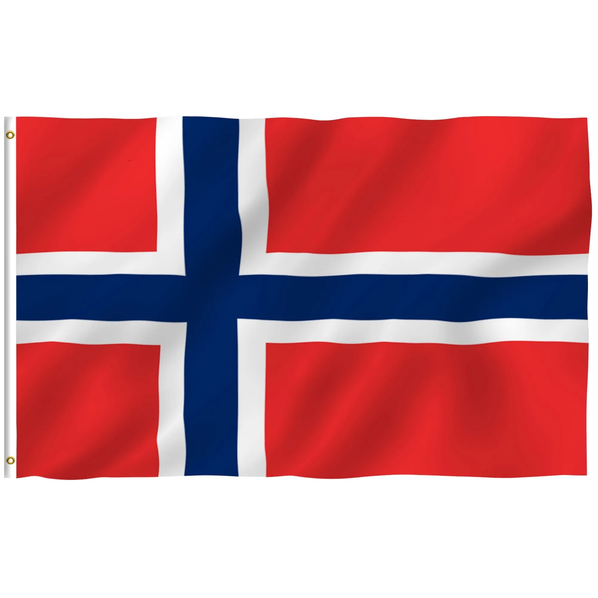 Pronto para Enviar 100% Poliéster 3x5ft Estoque Norwegian NOR Red Blue Cross Norway Flag