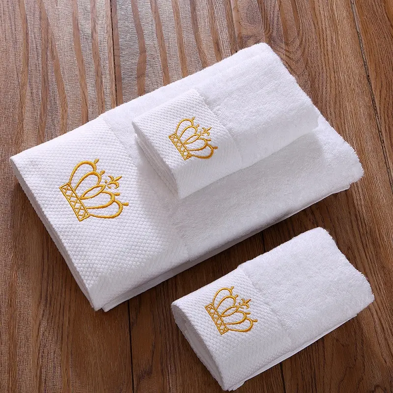 100% cotone 5 stelle bianco Hotel Spa lusso personalizzato ricamo Logo asciugamano da bagno faccia a mano altro asciugamano