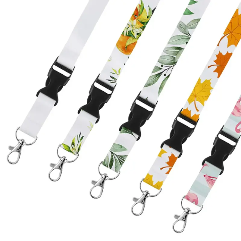 Sublimatie Print Logo Cartoon Id Kaarthouder Polyester Lanyard Telefoon Lanyard Halsband Met Veiligheidsgordel Gesp Leraar Lanyard