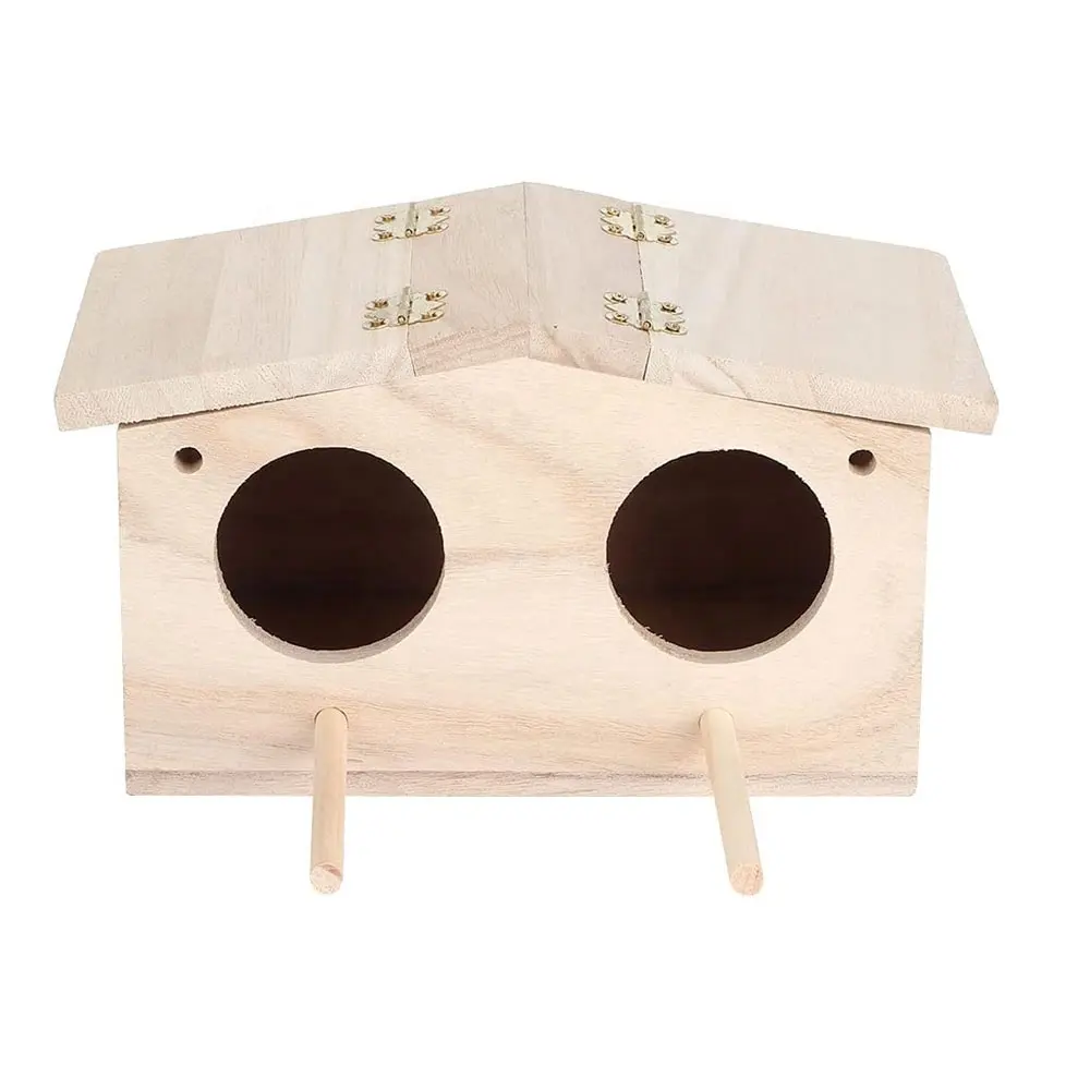 صندوق عش الطيور الخشبي القوي على شكل منزل لطيف للطيور نسيج جميل مناسب للطيور لابتلاعه