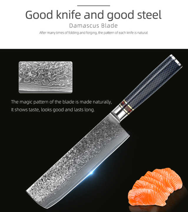 High End Kwaliteit 7Inch Damascus Hakmes Nakiri Mes Met Houten Doos