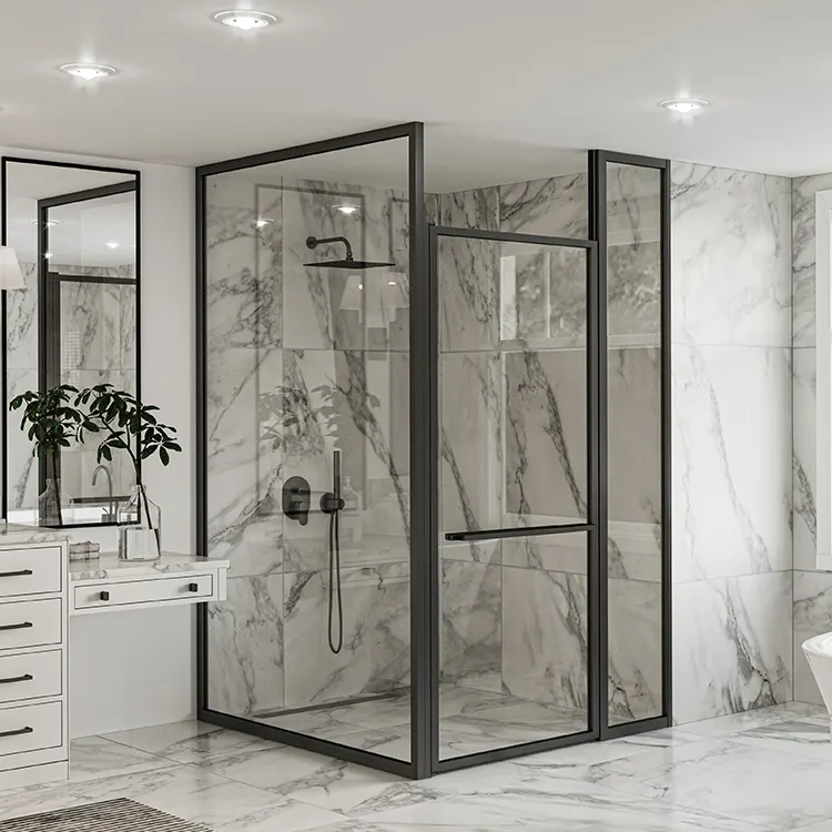 Tempered Glass Pivot Shower Door Bathroom Shower Enclosures Luxury Shower Rooms