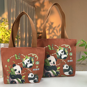 Wholesale High Quality Cute <strong>Panda</strong> <strong>Pattern</strong> Women's Pu Shopping Tote Bags With Custom Printed Logo - Product Image 1