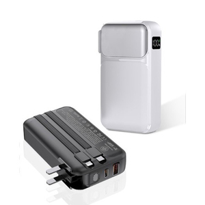 Portable 10000mAh Slim Travel Bank with <strong>High</strong>-<strong>Speed</strong> 3A AC Plug Adapter 4 <strong>Outputs</strong> 5W Built-in Charging Cables Type-C <strong>Input</strong> 20W - Product Image 1