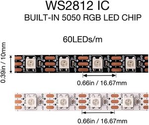 Ws2812 הוביל פיקסל רצועת פיקסל אור 5v 5050 rgb צבע מלא הוביל פס סרט גמיש