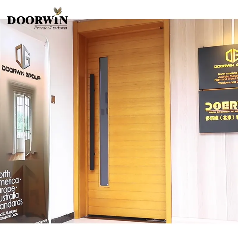 Porte d'entrée en bois naturel de haute qualité, Design américain de luxe, couleur personnalisée