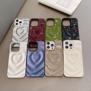 เคสโทรศัพท์ชุบด้วยไฟฟ้าลายริ้วหัวใจ3D สนุกสนานสำหรับ iPhone 15 PRO MAX เคสมือถือน่ารักสำหรับผู้หญิง - Product Image 6