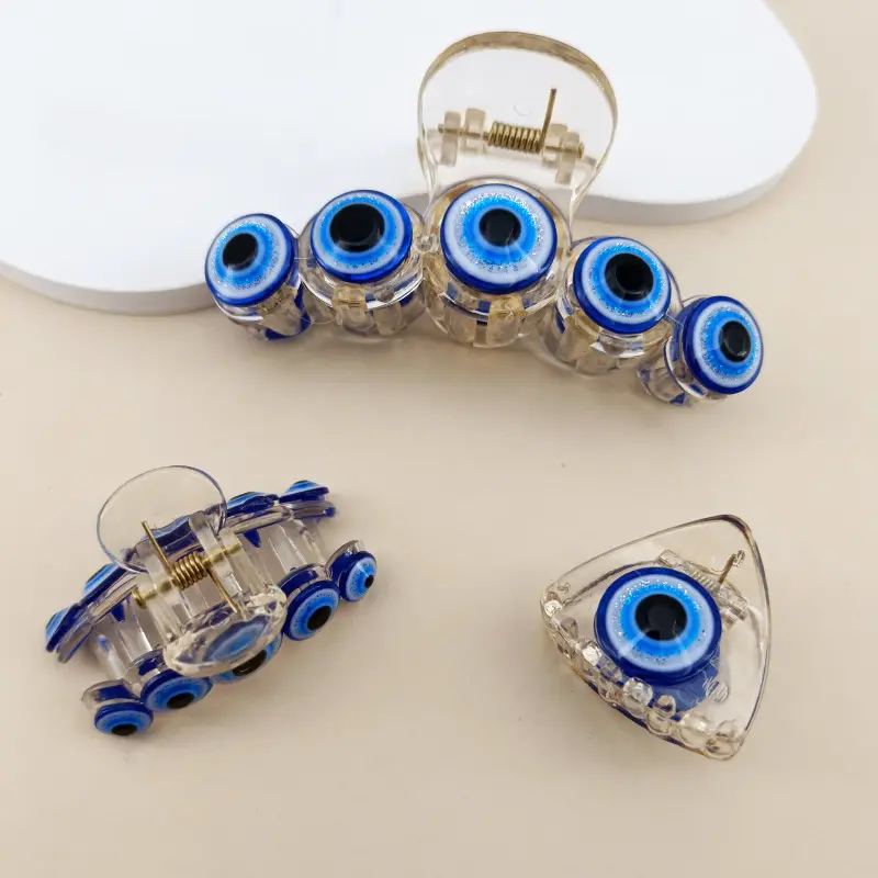 2023 New Arrival Acessório de cabelo personalizado Devil's Evil Eyes Hairpin Clip Blue Eyes Cabelo Garras Para As Mulheres