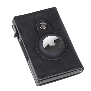 Chất lượng cao RFID chặn biểu tượng tùy chỉnh xuống áp lực chủ thẻ da RFID PU Wallet với airtag chủ - Product Image 4