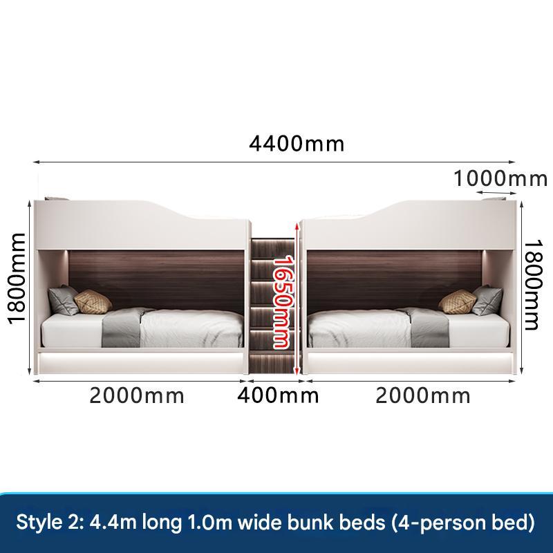 Cama litera doble de 4,4 m de largo y 1 m de estilo para cuatro personas. Cama para 4 personas.