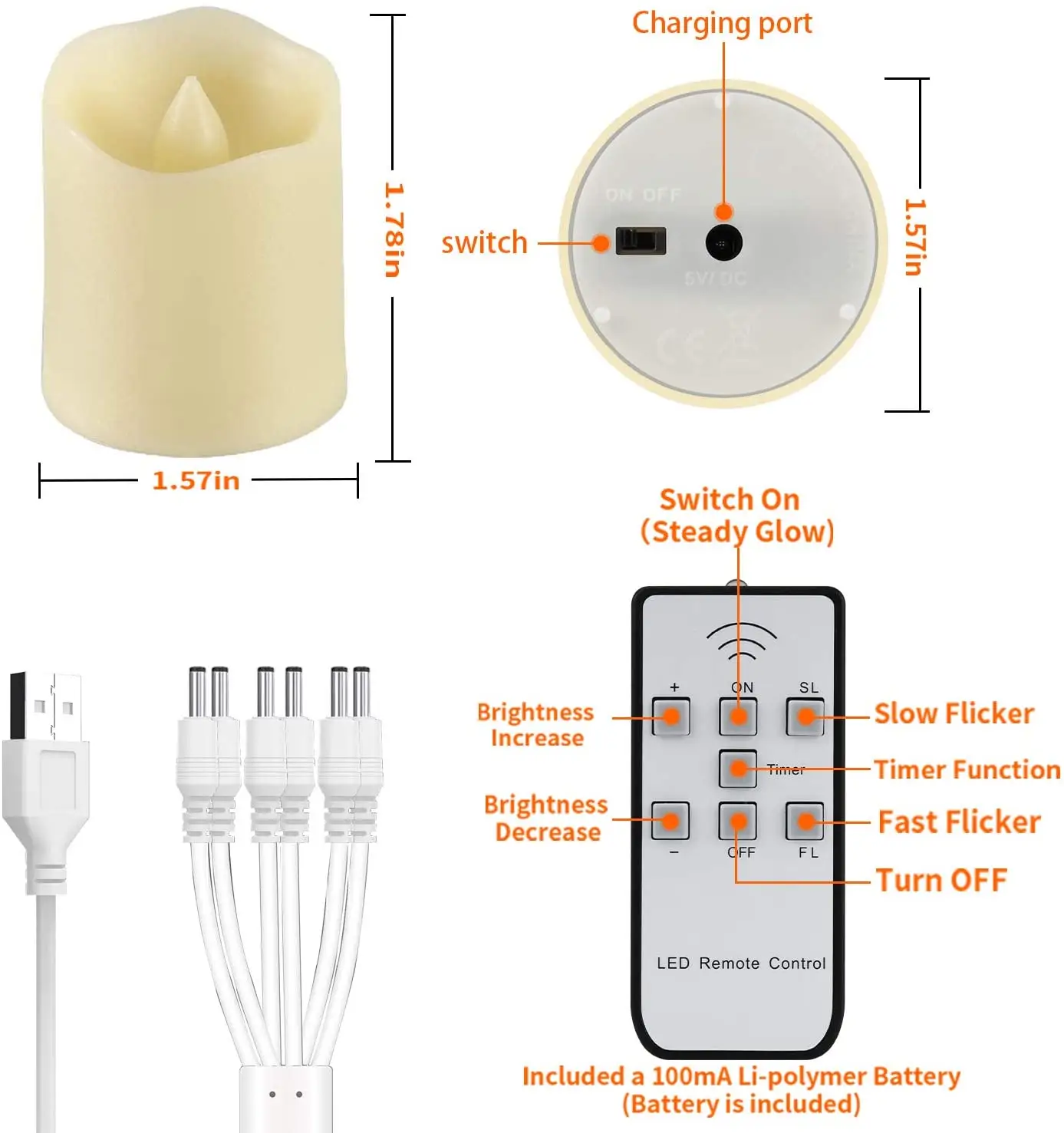 La fabbrica vende direttamente la decorazione domestica della candela della luce del tè del LED ricaricabile