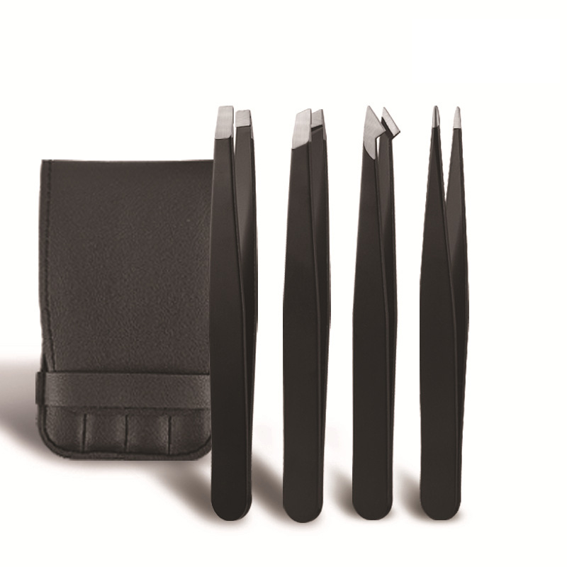 1.0MM thick black eyebrow clip 4 piece leather set