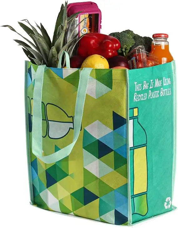 Eco Friendly Heavy Duty Reusable Grocery Bag Made from Recycled Plastic Bottles (Rpet) Shopping Bags