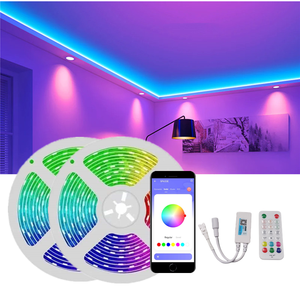 RgbicスマートLEDストリップライト音楽同期アプリリモコンベッドルームRGBライトBluetoothLEDライトストリップ部屋用 - Product Image 2