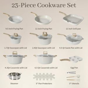 23個鍋と鍋セットノンスティックキッチン調理器具花崗岩石誘導フライパンソーセパングリドル卵パンクッキングセット - Product Image 2