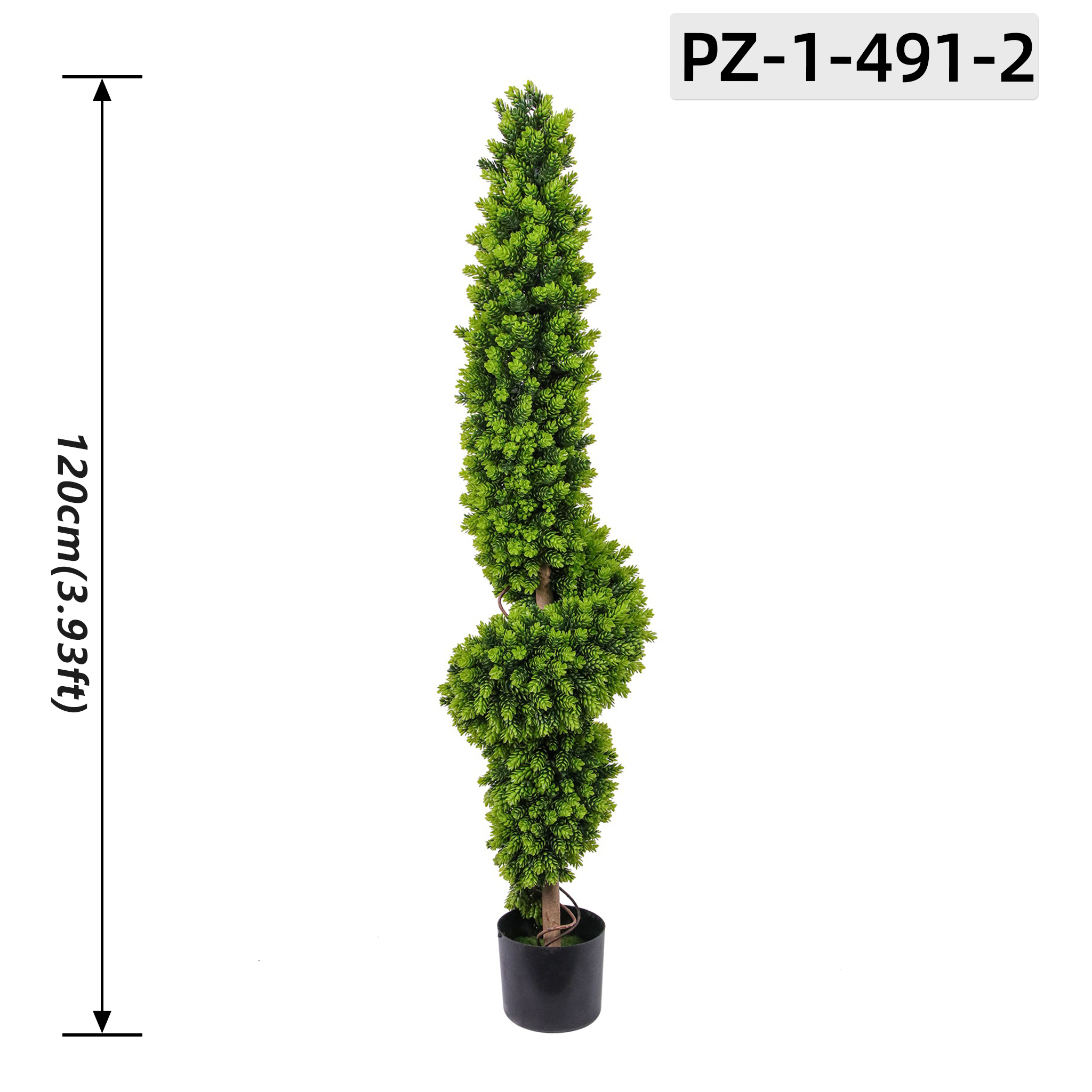 Light Pine Green Slim Taper Spiral Pine Topiary (120cm / 3.93ft)