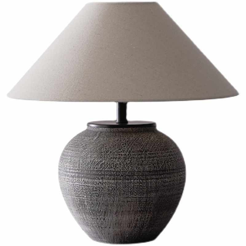 Stone-patterned earthenware pot table lamp D35*H43