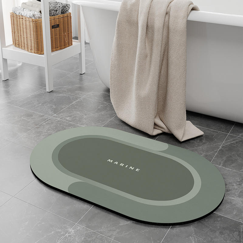 Alfombra de baño de tierra de diatomeas - Cuadrado Morandi verde claro