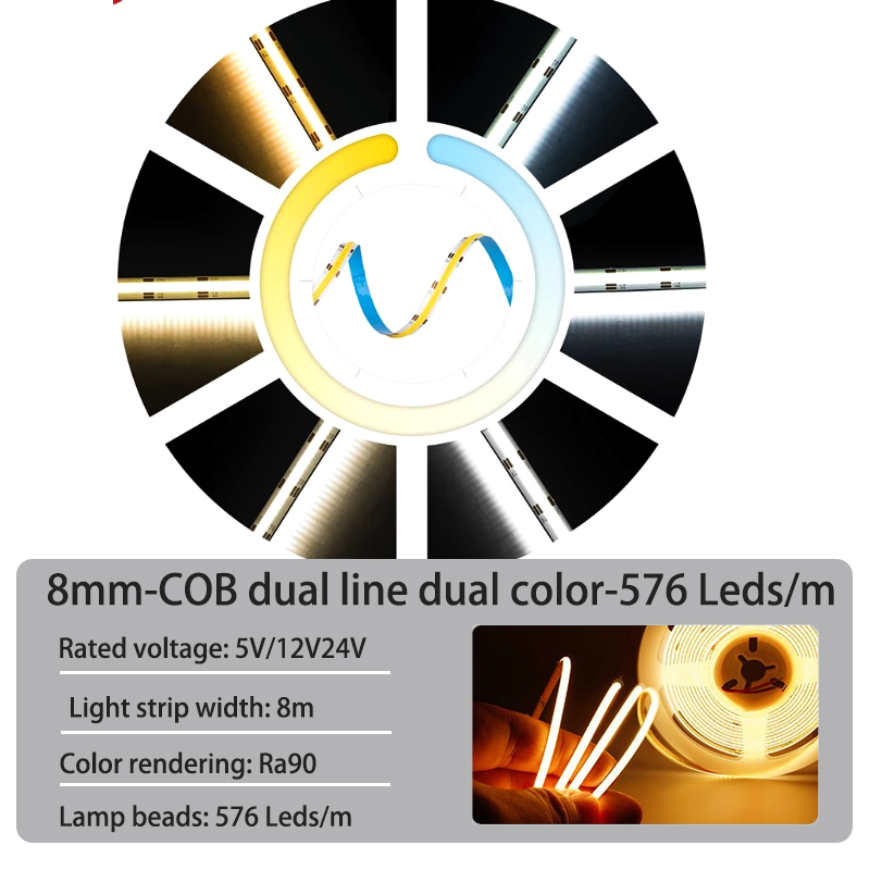 PCB 8,0 mm / 3 fili a doppio colore / 576 LED/m