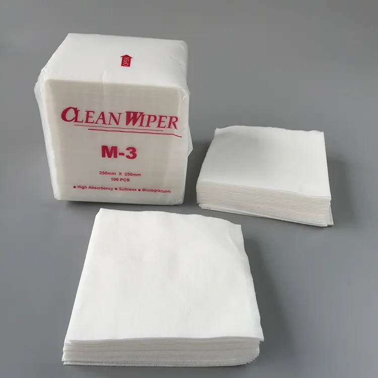 औद्योगिक सफाई एक प्रकार का वृक्ष मुक्त डिस्पोजेबल 100% पॉलिएस्टर Nonwoven M-3 Cleanroom पोंछते कागज पोंछे