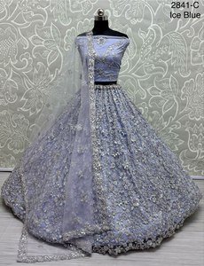 Extraordinary sequins Flower Pattern Embroidery with Thread work <strong>Designer</strong> Lehenga choli bulk product - Product Image 4