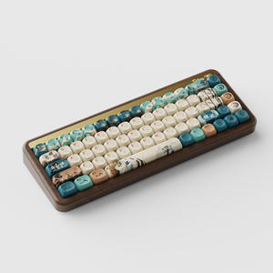 AKKO MU01 Alegria da Vida Walnut CNC Processamento Madeira Teclado Dye-sub Keycaps 65% Teclado Mecânico Portátil