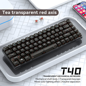Elegante Teclado retroiluminado para juegos con cable, Teclado mecánico transparente de 68 teclas para ordenador portátil, teclado portátil