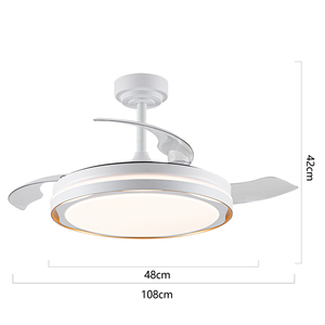 Stylish New Retractable LED Fan with Remote Control Fandelier Ceiling Mount <strong>Light</strong> 5-Year Warranty <strong>ERP</strong> CE Report Memory Fan <strong>Light</strong>