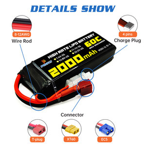 PONFLY 60C 2000mAh 3S 11,1 V 7,4 V 14,8 V Hochleistungs-RC-Auto-Lithium batterie 2S 4S Wiederauf ladbarer RC-Boot-Lipo-Akku - Product Image 4