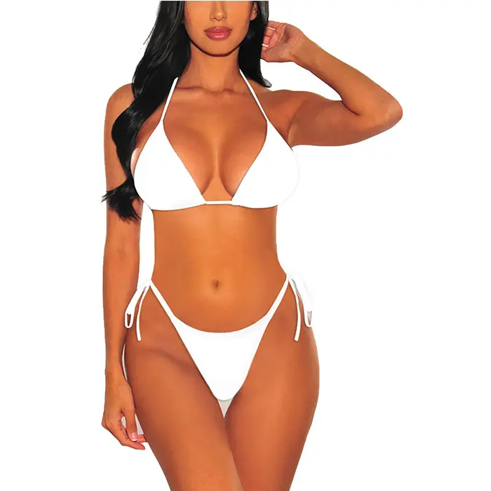 3 adet Set fırfır mayo baskı Bikini 2024 brezilyalı Bikini seti yüksek bel mayolar mayo yaz Beachwear katı
