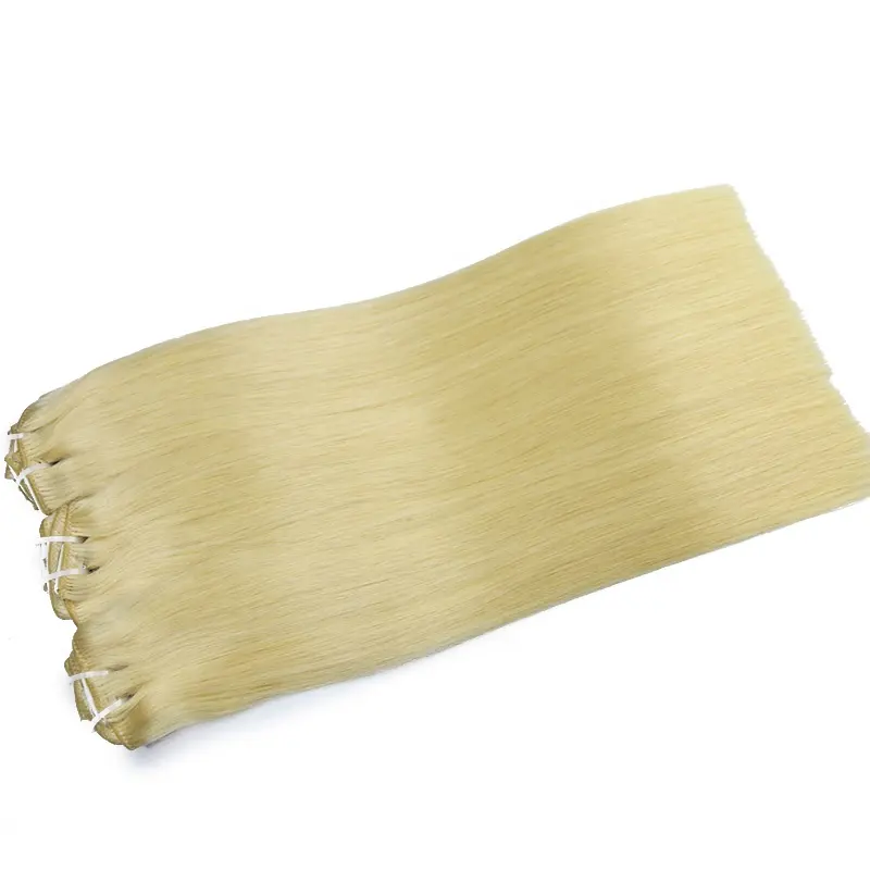 Top lớp tóc màu #613 thẳng dài chiều dài Châu Âu Nguyên tóc con người một mảnh clip trong phần mở rộng tóc