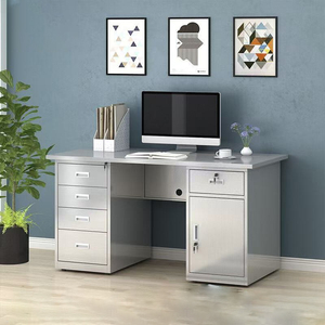 Escritorio moderno de acero y metal para oficina, mesa de personal con cajones, panel de muebles de hierro, muebles de estilo de madera, ventas en tiendas