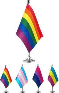 <strong>Philadelphi</strong> Pride Rainbow Desk Flag Small Gay LGBT Table Flags With Stand Base Rainbow Festival Events Celebration Decorated - Product Image 5