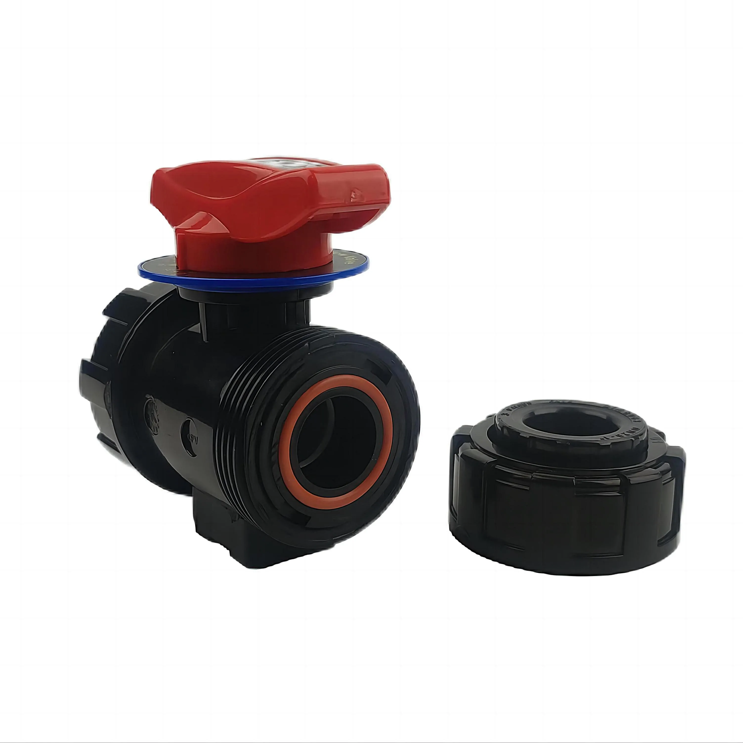 DN25 UPVC 30 degrees V ball valve FPM O-ring PTFE valve seat NPT threaded