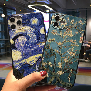 เหมาะสำหรับย้อนยุคสำหรับ iPhone 12 xsmax เคสป้องกันโทรศัพท์มือถือลายน้ำมัน Van Gogh เคสนิ่มลายนูน - Product Image 1