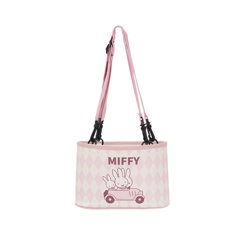 Seau de rangement Miffy à motif losanges roses