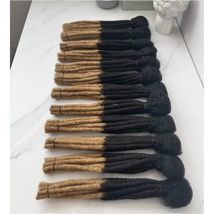 Wholesale 100% handmade afro kinky extensão dreadlock do cabelo humano crochê T1B/27 # Cor 0.6cm Diâmetro dreadlock trança do cabelo