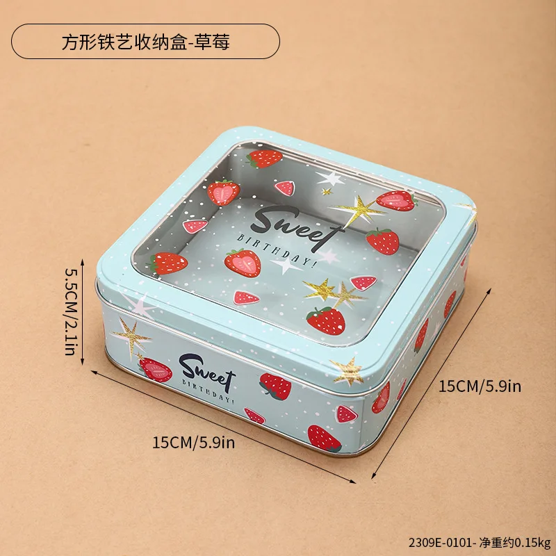 2309E-0101--Caja de almacenamiento de hierro cuadrada - Fresa